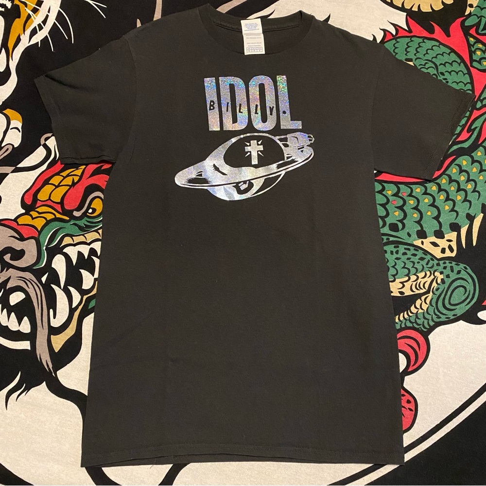 FLASH SALE 🎰 Billy Idol OOAK glitter vinyl tee - Picture 3 of 3